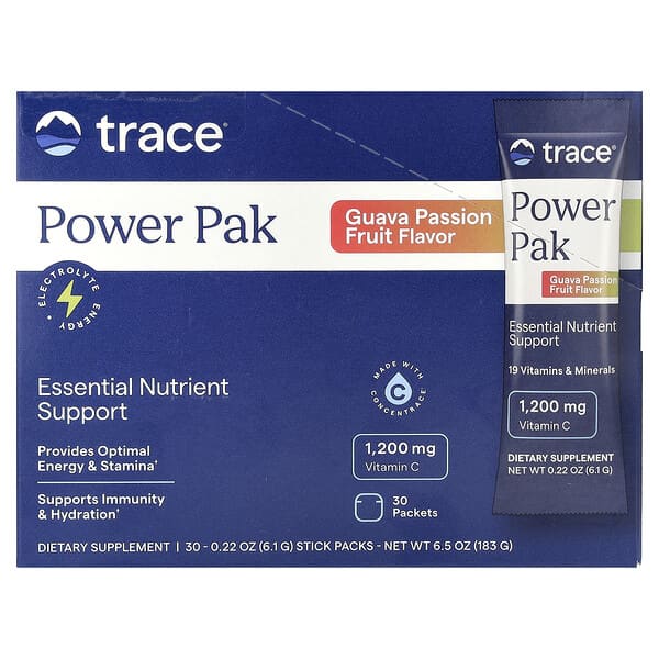 Trace Power Pak, Guava Passion Fruit, 30 Stick Packs, 0.22 oz (6.1 g) Each