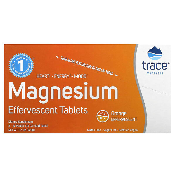 Magnesium Effervescent Tablets, Orange, 8 Tubes, 10 Tablets Each
