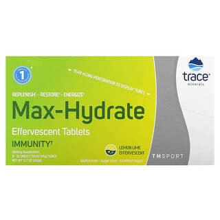 Trace Minerals ®, TM Sport（TMスポーツ）、Max-Hydrate Immunity Effervescent Tablets、レモンライム、チューブ8本、各タブレット10粒