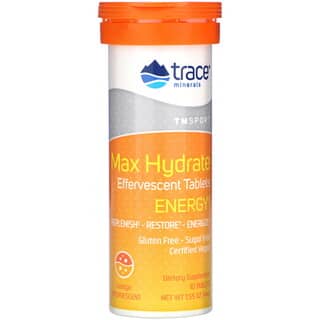 Trace Minerals ®, Max Hydrate Energy, Effervescent Tablets, Orange, 1.55 oz (44 g)