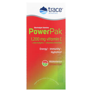 Trace Minerals ®, PowerPak, Suplemento alimentario con electrolitos para la resistencia, Sandía efervescente, 30 sobres, 5,5 g (0,19 oz) cada uno
