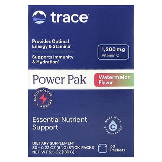 Trace, Electrolyte Stamina PowerPak, Watermelon, 30 Packets, 0.19 oz (5.5 g) Each