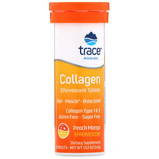 Trace Minerals ®, Collagen Effervescent Tablets, Peach Mango, 10 Tablets, 1.52 oz (43 g)