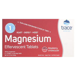 Trace Minerals ®, Comprimidos Efervescentes de Magnésio, Framboesa, 8 Tubos, 10 Comprimidos Cada