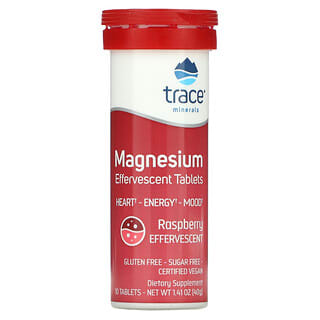 Trace Minerals ®, Comprimidos efervescentes de magnesio, Frambuesa, 10 comprimidos, 40 g (1,41 oz)