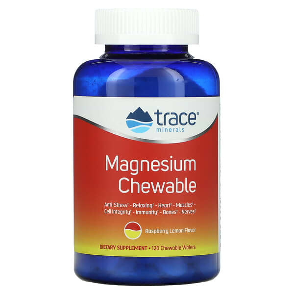Trace Minerals ®‏, Magnesium Chewable, Raspberry Lemon Flavor, 120 Chewable Wafers