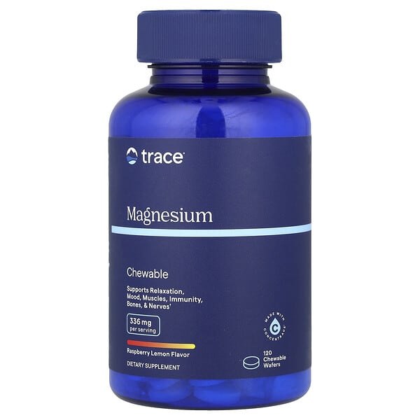 Trace, Magnesium Kunyah, Lemon Rasberi, 120 Wafer Kunyah
