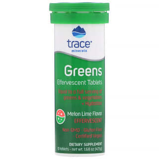 Trace Minerals ®, Greens, шипучие таблетки, со вкусом дыни и лайма, 10 таблеток