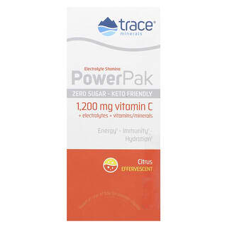 Trace Minerals ®, Electrolyte Stamina PowerPak, Cero azúcar, Cítricos, 30 sobres, 4,9 g (0,17 oz) cada uno