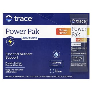 Trace Minerals ®, Power Pak, Zero Sugar, Citrus, 30 Stick Packets, 0.22 oz (6.1 g) Each