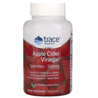 Trace Minerals ®, Жевательные мармеладки с яблочным уксусом, со вкусом клубники и дыни, 500 мг, 60 жевательных таблеток