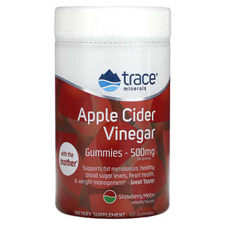 Trace Minerals ®, Жевательные мармеладки с яблочным уксусом, со вкусом клубники и дыни, 500 мг, 60 жевательных таблеток