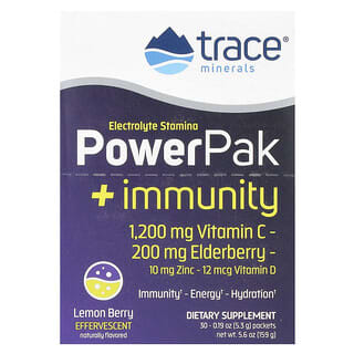 Trace Minerals ®, PowerPak（パワーパック）＋イミュニティ、レモンベリー、30袋、各5.3g（0.19オンス）