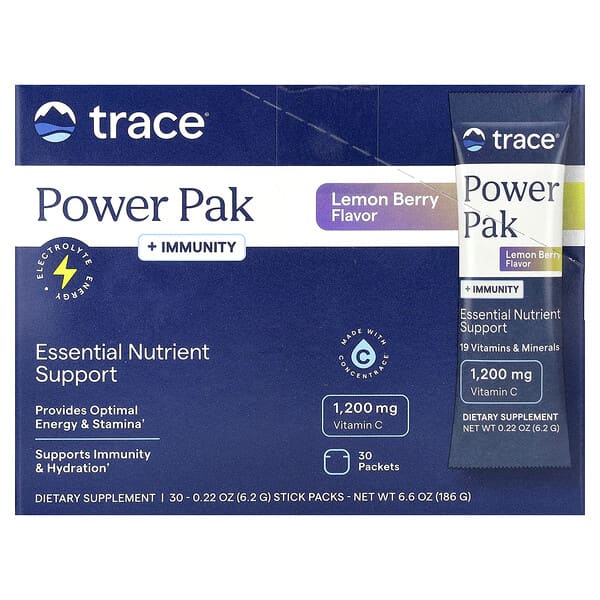 Trace Power Pak + Immunity, Lemon Berry, 30 Stick Packs, 0.22 oz (6.2 g) Each
