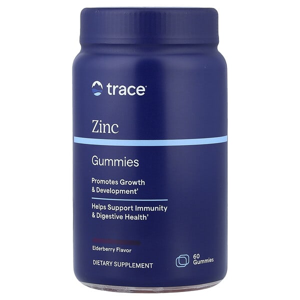 Trace, 아연 구미젤리, 엘더베리, 구미젤리 60개(구미젤리 1개당 15mg)