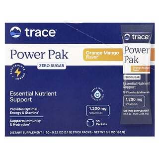 Trace Minerals ®, Power Pak, Zero Sugar, Orange Mango, 30 Packets, 0.22 oz (6.1 g) Each