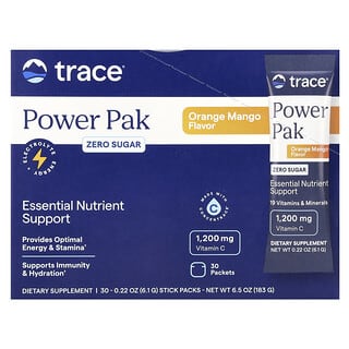 Trace, Power Pak, Zero Sugar, Orange Mango, 30 pachete, 0,22 oz (6,1 g) fiecare