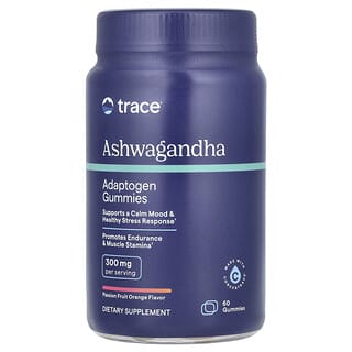 Trace Minerals ®, Ashwagandha Adaptogen Gummies, Passion Fruit Orange, 300 mg, 60 Gummies (150 mg Per Serving)