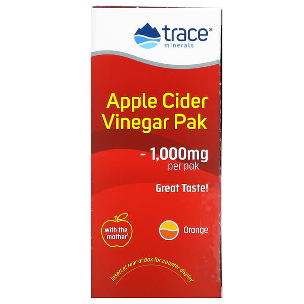 Trace Minerals ®, 有機蘋果醋，橙味，1,000 毫克，30 包，每包 0.18 盎司（5 克）