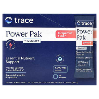 Trace, PowerPak + Immunity, Grapefruit, 30 Stick Packs, 0.22 oz (6.2 g) Each