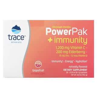 Trace Minerals ®, Electrolyte Stamina, PowerPak + Immunity, Grapefruit, 30 Packets, 0.23 oz (6.4 g) Each