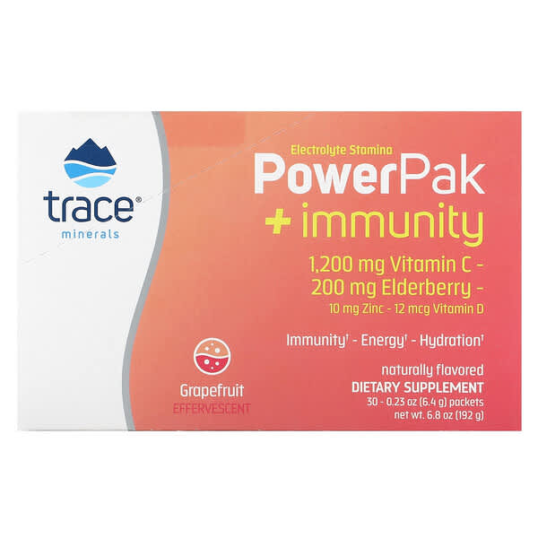 Trace Minerals ®, Electrolyte Stamina, PowerPak + Immunity, Grapefruit ...