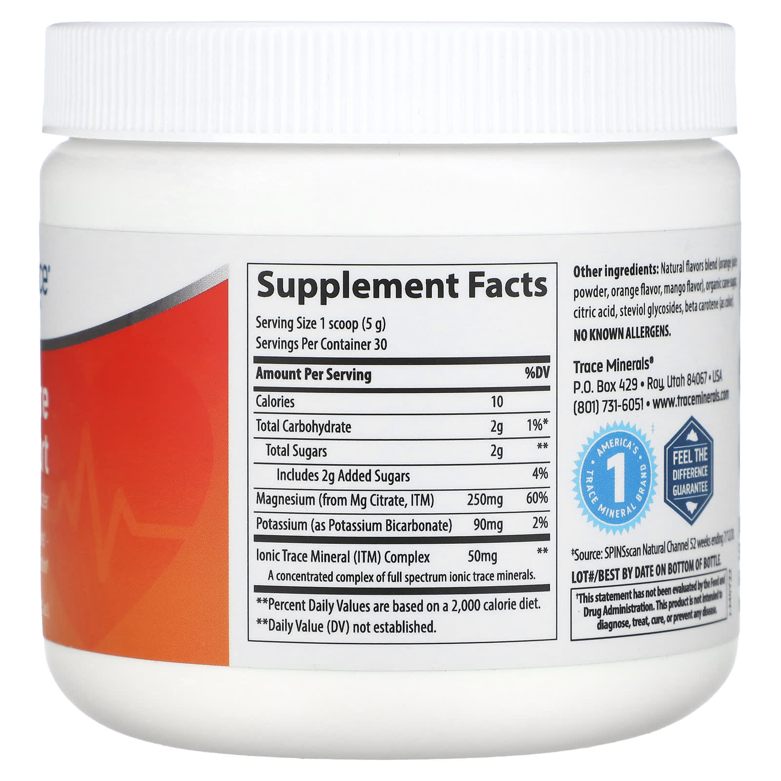Trace Minerals ®, Blood Pressure Support Magnesium Powder, Orange Mango