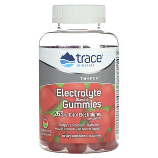 Trace Minerals ®‏, TM Sport, סוכריות גומי עם אלקטרוליט לסיבולת, בטעם אבטיח, 263 מ"ג, 90 סוכריות גומי