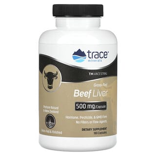Trace Minerals ®, TM Ancestral, Grass-Fed Beef Liver, 500 mg, 180 kapsułek