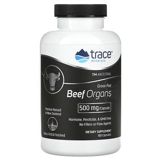 Trace Minerals ®, TM Ancestral, Organes de bœuf nourris à l'herbe, 500 mg, 180 capsules