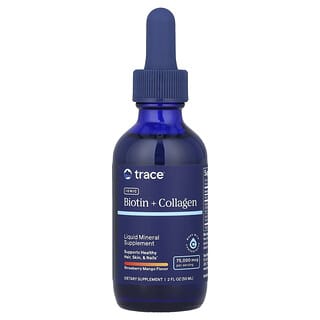 Trace Minerals ®, Biotina Iônica + Colágeno, Morango e Manga, 75.000 mcg, 59 ml (2 fl oz)