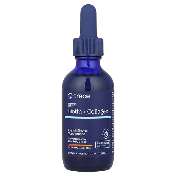 Trace Ionic Biotin + Collagen, Strawberry Mango, 75,000 mcg, 2 fl oz (59 ml)