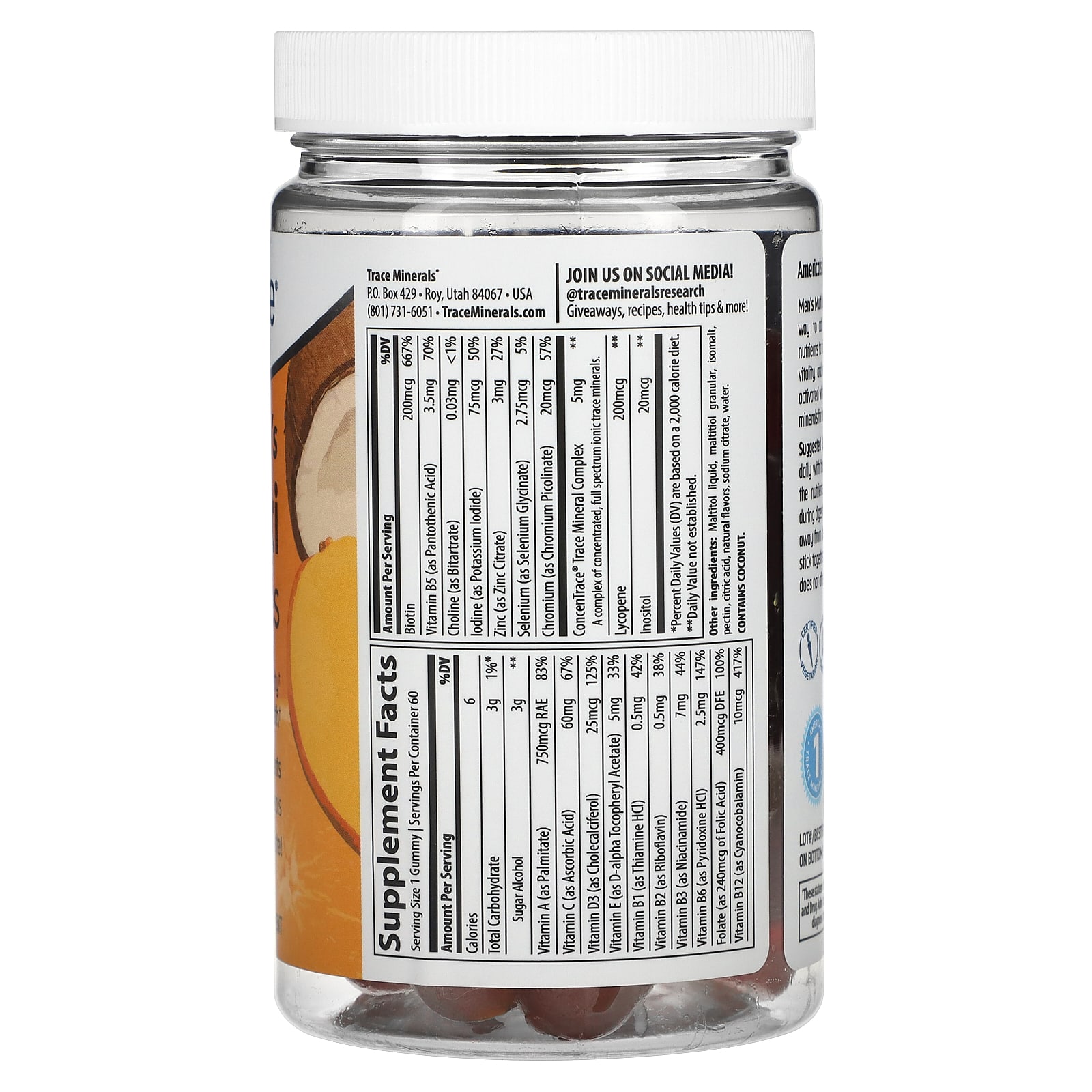 Trace Minerals ®, Men's Multi Gummies, Orange Mango Coconut, 60 Gummies