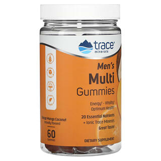 Trace Minerals ®, мультивитаминные жевательные таблетки для мужчин, со вкусом апельсина, манго и кокоса, 60 жевательных таблеток