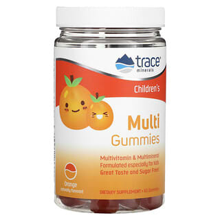 Trace Minerals ®‏, מולטי סוכריות גומי לילדים, תפוז, 60 סוכריות גומי