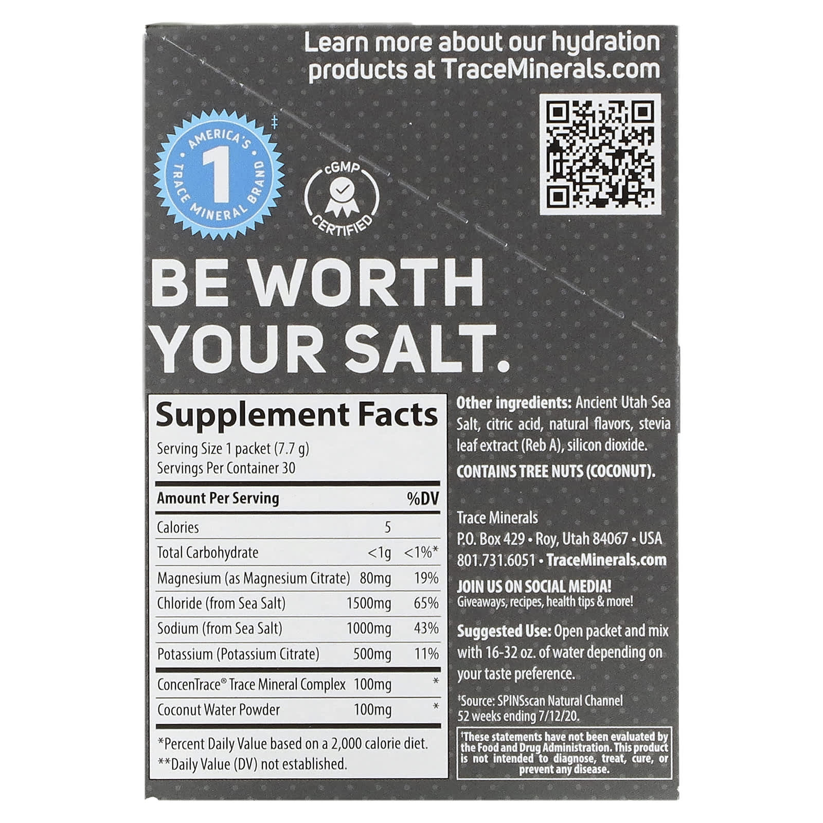 Trace Minerals ®, ZeroLyte Electrolyte Drink Mix, Salty Citrus, 30