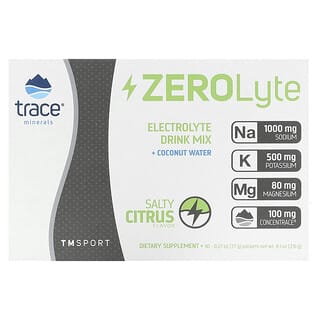 Trace Minerals ®, TM Sport, ZeroLyte, Mezcla para preparar bebidas con electrolitos, Cítricos salados, 30 sobres, 7,7 g (0,27 oz) cada uno