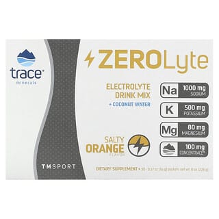 Trace Minerals ®, ZeroLyte, Mélange à boire aux électrolytes, Orange salée, 30 sachets, 7,6 g chacun