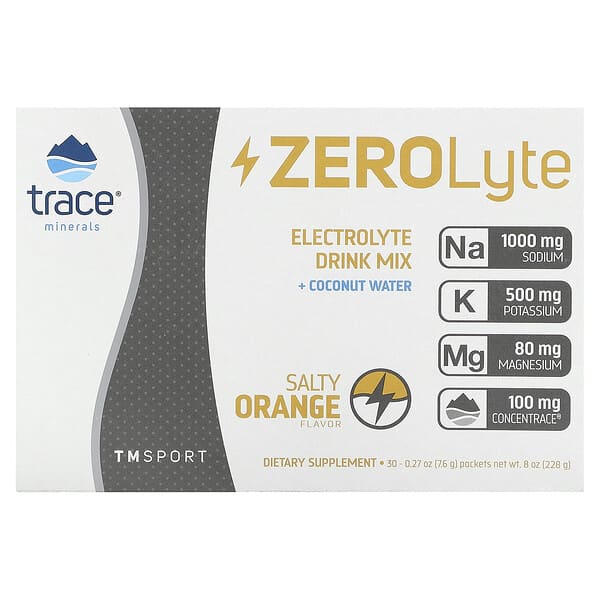 TM Sport, ZEROLyte, Electrolyte Drink Mix, Salty Orange, 30 Packets, 0.27 oz (7.6 g) Each
