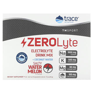 Trace Minerals ®, TM Sport, ZeroLyte, Mélange à boire enrichi en électrolytes, Pastèque salée, 30 sachets, 7,3 g pièce
