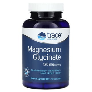 Trace Minerals ®, Glicinato de Magnésio, 120 mg, 90 Cápsulas