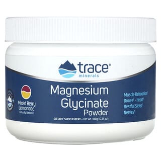 Trace Minerals ®, Glicinato de magnesio en polvo, Limonada de bayas mixtas`` 180 g (6,35 oz)