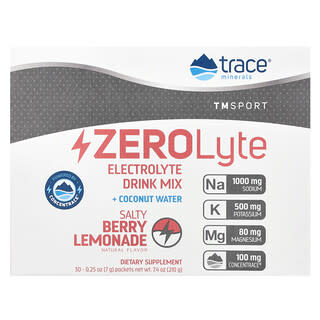 Trace Minerals ®, TM Sport, ZeroLyte, Electrolyte Drink Mix, słone jagody, lemoniada, 30 opakowań po 7 g
