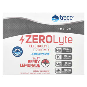 Trace Minerals ®, TM Sport, ZeroLyte, смесь для приготовления напитков с электролитами, соленый ягодный лимонад, 30 пакетиков по 7 г (0,25 унции)
