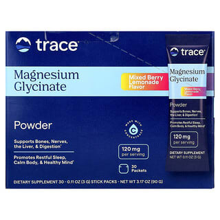 Trace, Pulbere de glicinat de magneziu, limonadă amestecată de fructe de pădure, 30 pachete de bețișoare, 0,11 oz (3 g) fiecare