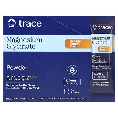 Trace, Magnesium Glycinate Powder, Orange Dream, 30 Packets, 3.1 g Each
