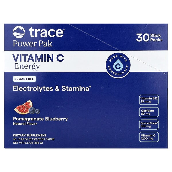 Trace, 파워 팩, 비타민C 에너지, 석류 블루베리, 스틱팩 30개, 개당 6.2g(0.22oz)