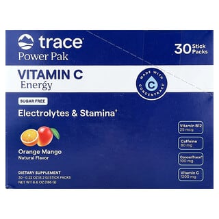 Trace, Power Pack, Vitamina C energética, Naranja y mango, 30 sobrecitos, 6,2 g (0,22 oz) cada uno