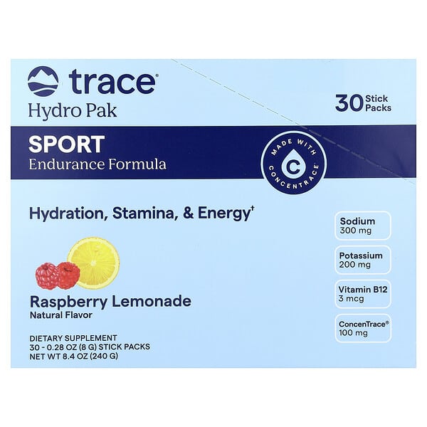 Trace Hydro Pak Sport, Raspberry Lemonade, 30 Stick Packs, 0.28 oz (8 g) Each