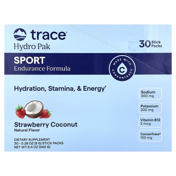 Trace Hydro Pak Sport, Strawberry Coconut, 30 Stick Packs, 0.28 oz (8 g) Each